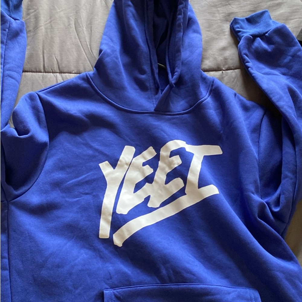Blue Hoodie with White Print